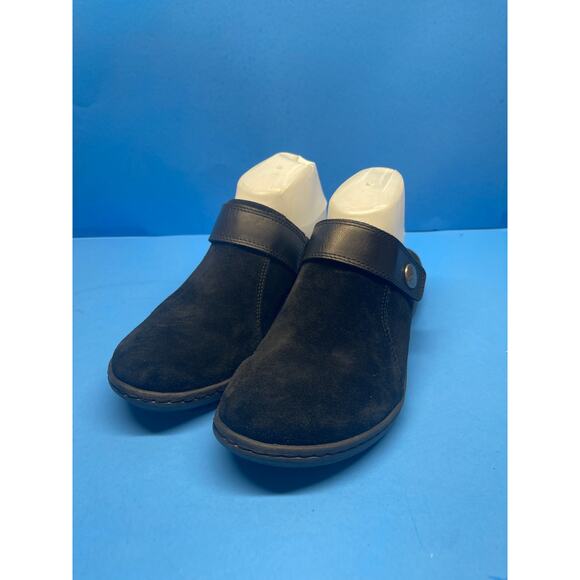 Clarks Collection Black Suede Leather Clogs Mule Slides Cork Comfort Womens 9 - Picture 6 of 13